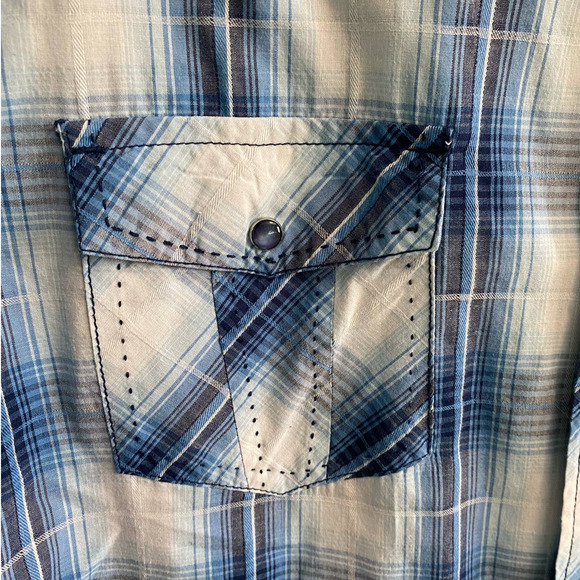 Vintage Route 66 Blue Plaid Short Sleeve Button Down Shirt Men's XL - Picture 6 of 10